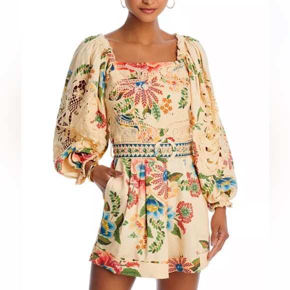 Farm Rio Delicate Sand Belted Romper - Picture 2 of 7